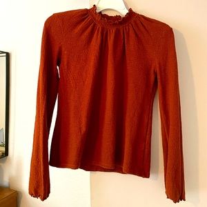 Madewell Texture and Thread mockneck bell sleeve top
